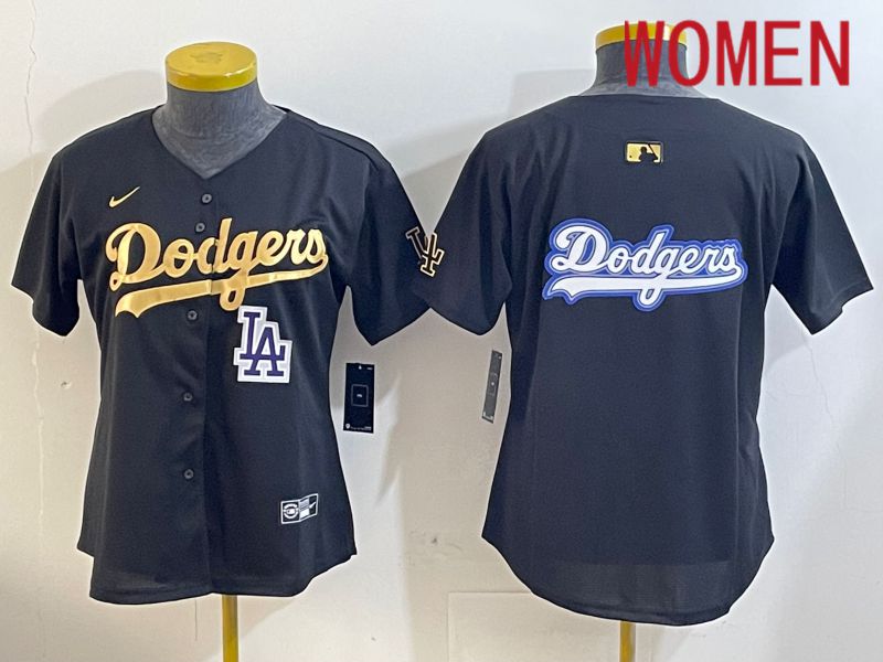 Women Los Angeles Dodgers Blank Black Gold Game 2024 Nike MLB Jersey style 12094->youth mlb jersey->Youth Jersey